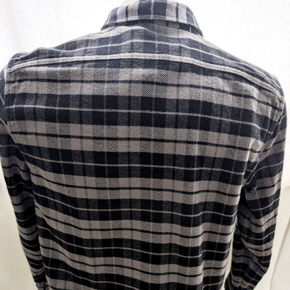 Everlane Men’s Large Plaid Flannel Shacket Jacket — 100% Cotton, Gray & Black - Picture 5 of 9